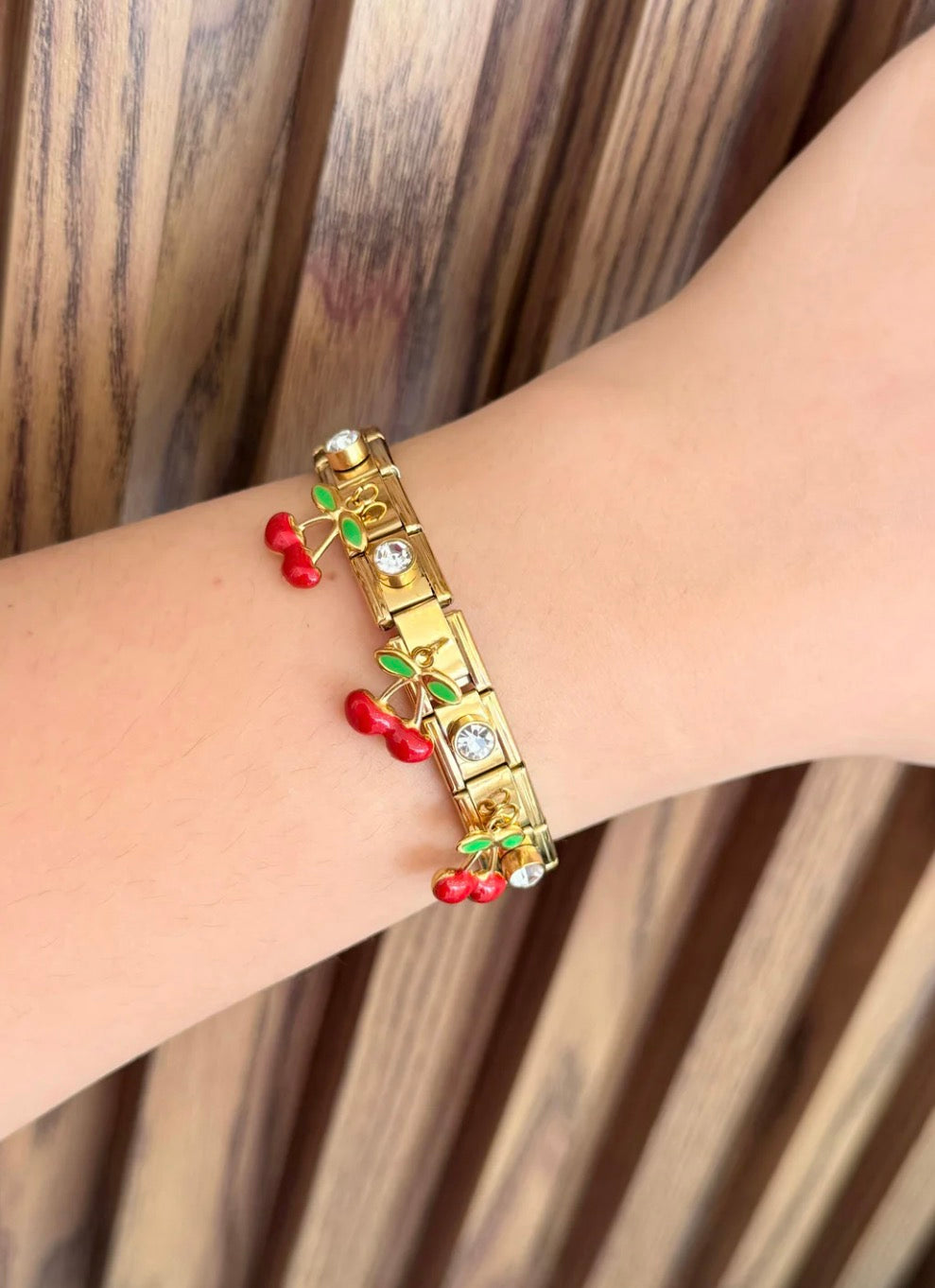 Pulsera italiana cerezas colgantes