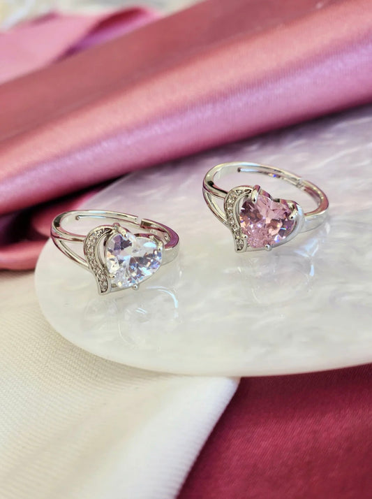 Anillo doble corazon Plateados