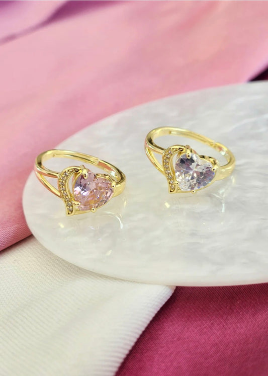 Anillo doble corazon Dorados