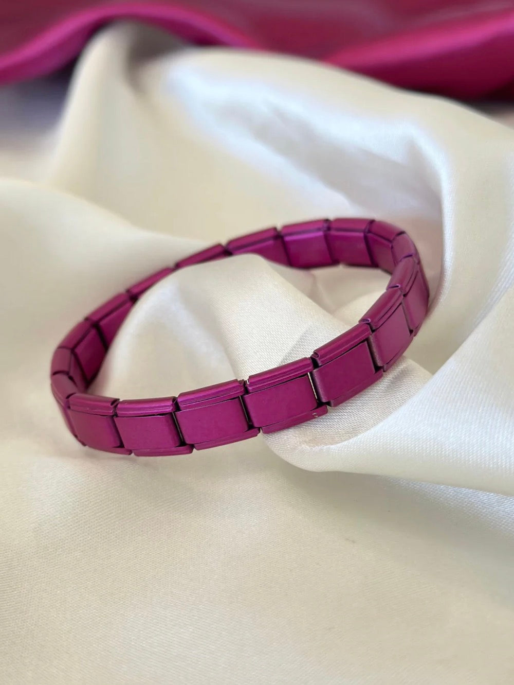 Pulsera italiana rosa fucsia mate