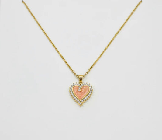 Collar corazon rosa