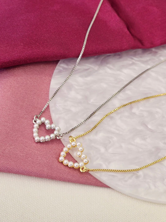 Collar corazon perlas mini