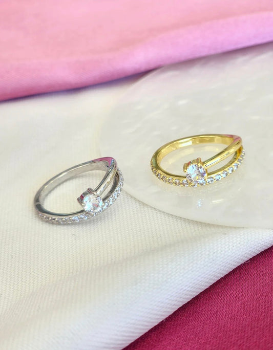 Anillo punto zirconia linea abertura