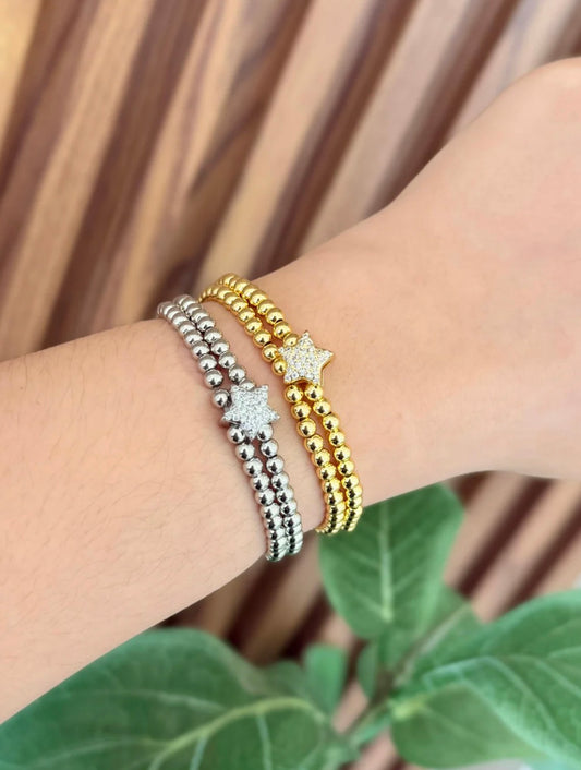 Pulseras balines estrella zirconia