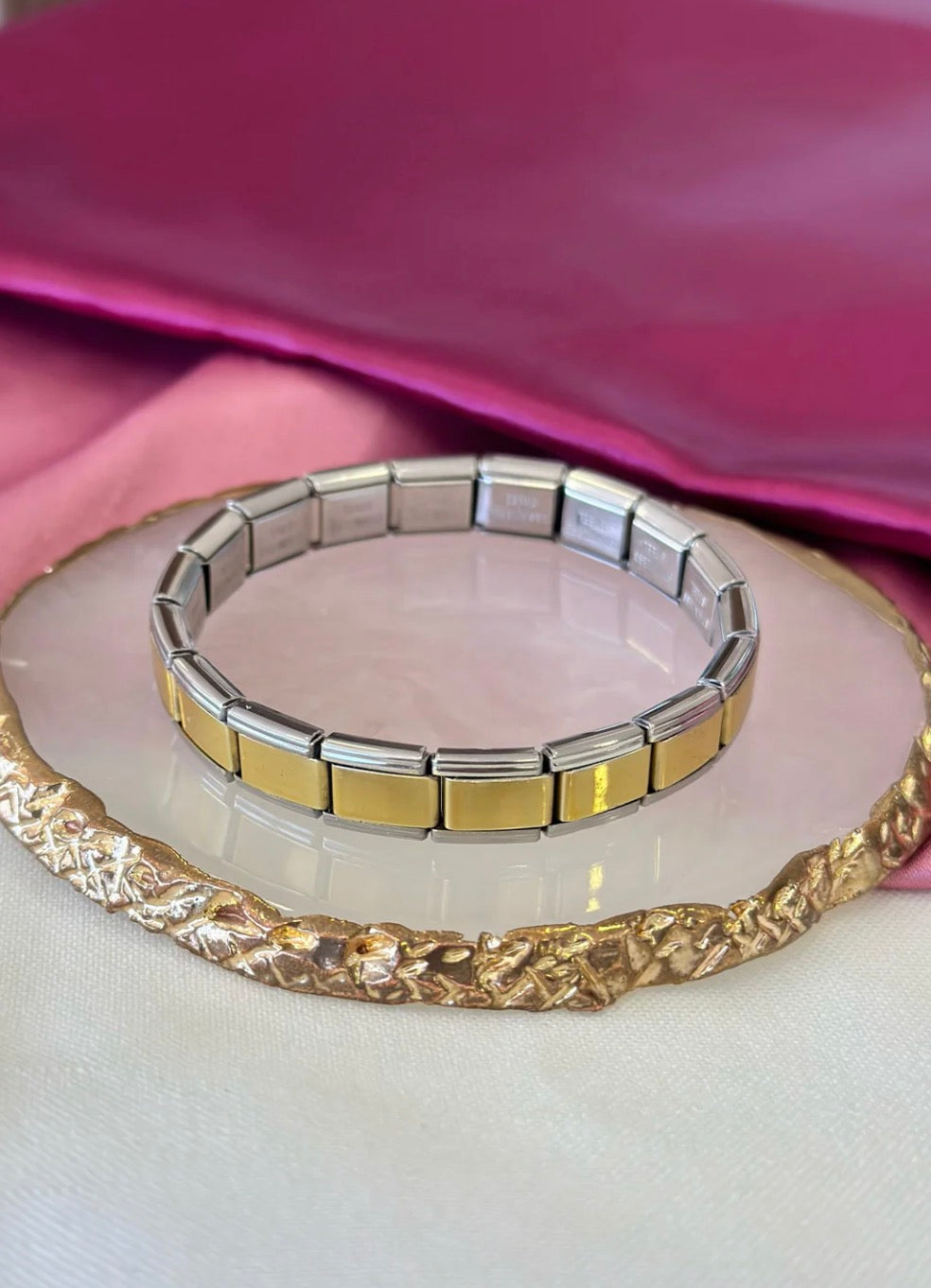 Pulsera italiana bicolor dorada
