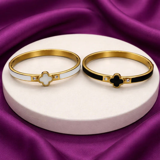 Pulsera trebol con lineas zirconia