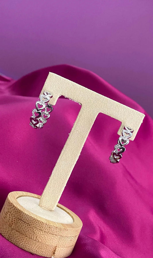 Arracadas corazon zirconia plateadas
