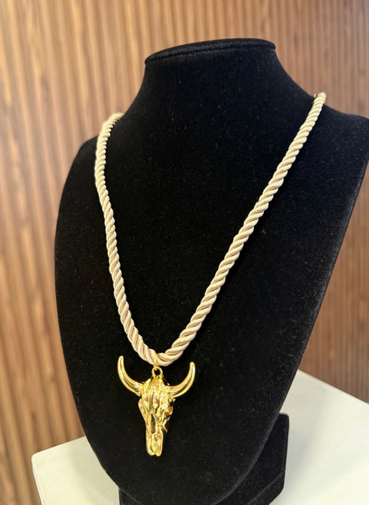 Collar toro cordon trenzado beige